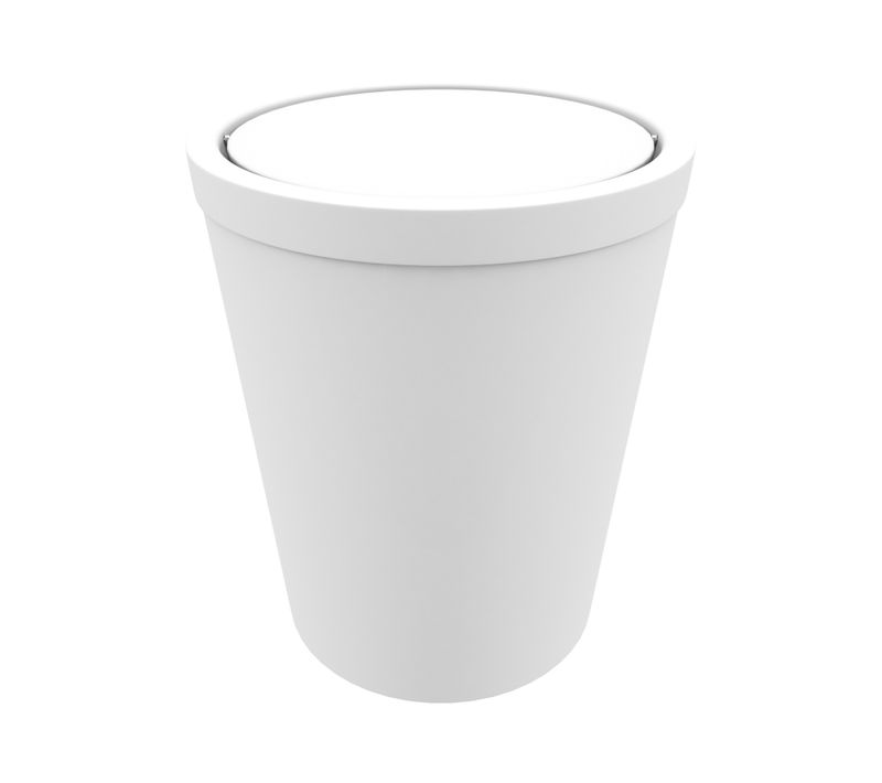 Poubelle Avec Couvercle Pivotant - D.20 Cmx(h) 24 Cm - Blanc