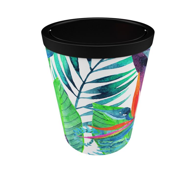 Poubelle Jungle Avec Couvercle Pivotant - D.20 Cmx(h) 24 Cm - Noir