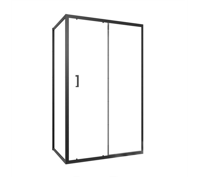 Paroi De Douche 1 Porte Coulissante + Retour 120x90x200 Cm - Verre 6 Mm - Profilé Noir - Crush