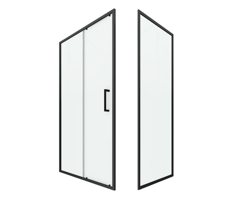 Paroi De Douche 1 Porte Coulissante + Retour 120x80x200 Cm - Verre 6 Mm - Profilé Noir - Crush