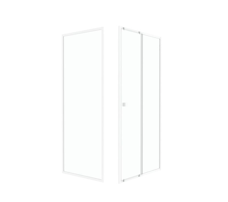 Pack Porte De Douche Coulissante Blanc 100x185cm + Retour 80 Verre Transparent 5mm - Whity Slide 100