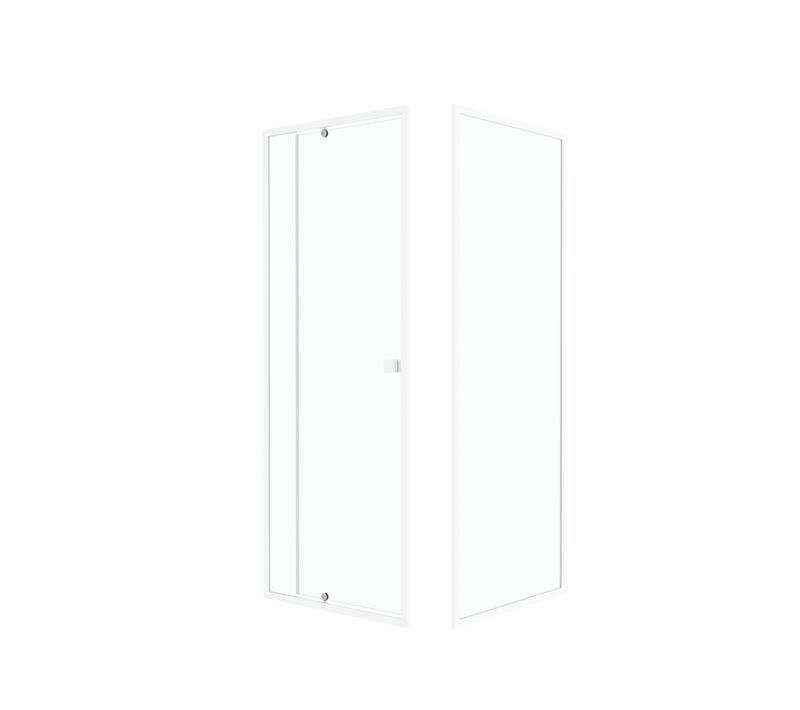 Pack Porte De Douche Pivotante Blanc De 78 à 90x185cm + Retour 80 Verre 5mm - Whity Pivot