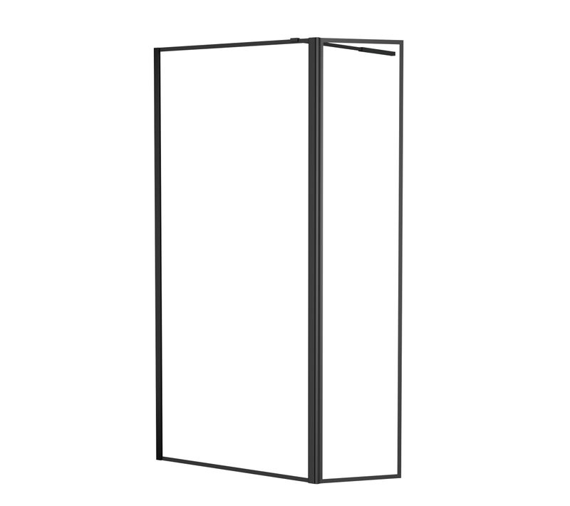 Paroi De Douche Avec Volet Pivotant - Cadre Et Bras Alu. Noir Mat - 90+40x200cm - Dark Contouring