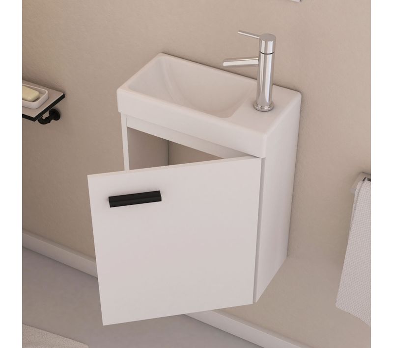 Lave Main Avec Miroir - 50x40 Cm - Blanc