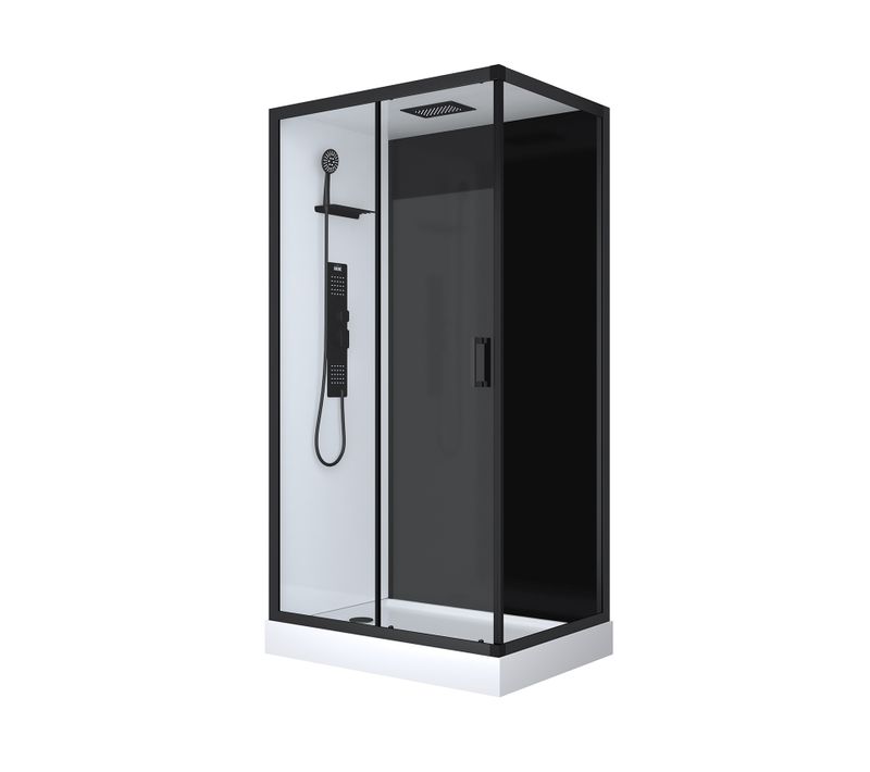 Cabine De Douche Rectangulaire Style Industrielle - 110x215x80 Cm - Noir