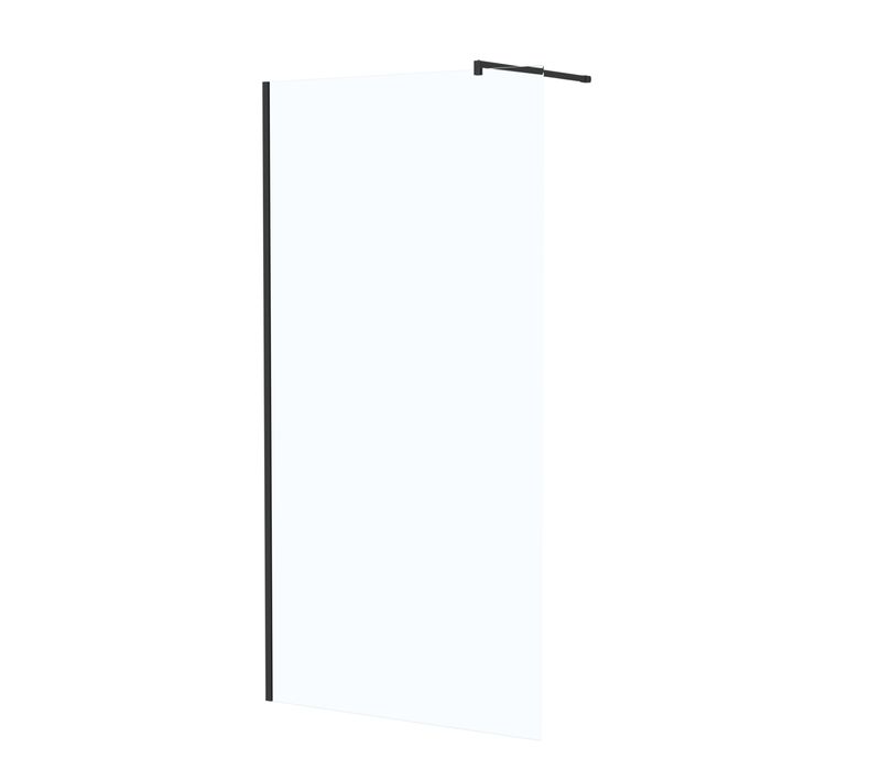 Paroi De Douche 100x195 Cm En Verre Trempé 5 Mm - Finition Noire - Dark Elementary