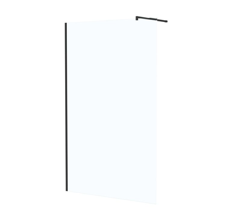 Paroi De Douche 120x195 Cm En Verre Trempé 5 Mm - Finition Noire - Dark Elementary