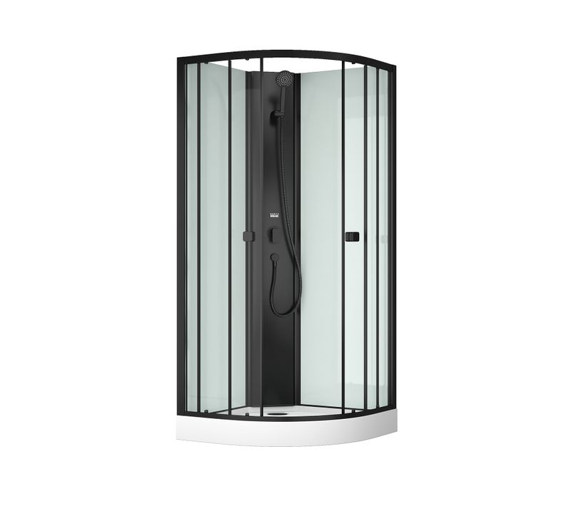 Cabine De Douche 1/4 De Cercle Minimaliste Style Contemporain - 85x197.5x85 Cm - Noir