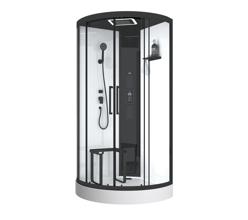 Cabine De Douche Hammam 1/4 De Cercle Hydromassant - 95x95x218 Cm - Noir