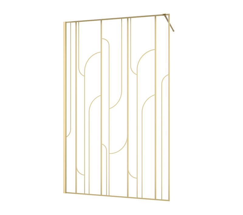 Paroi De Douche à L'italienne 120x195cm Sérigraphie Art Déco Arrondie - Or Brossé - Gatsby