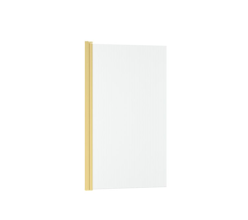 Pare Baignoire Rabattable 80x140cm - Profilé Or Doré Brossé - Verre Trempé Ondulé 5mm - Wavy