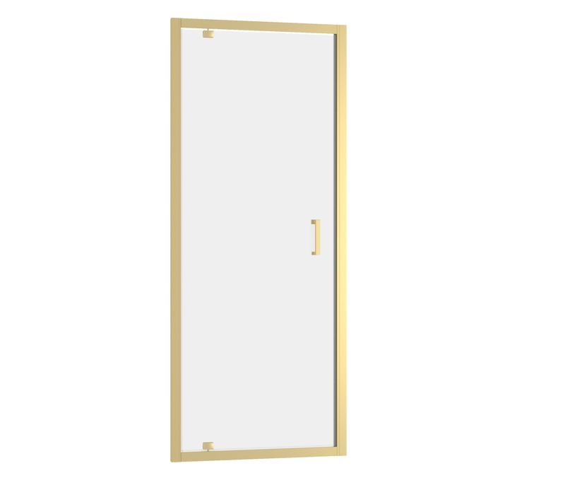 Porte De Douche Pivotante 80x200cm - Profilés Or Doré Brossé - Verre Trempé 6mm - Goldy Crush