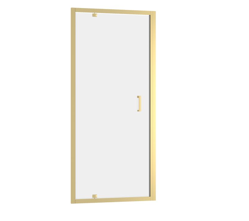 Porte De Douche Pivotante 90x200cm - Profilés Or Doré Brossé - Verre Trempé 6mm - Goldy Crush