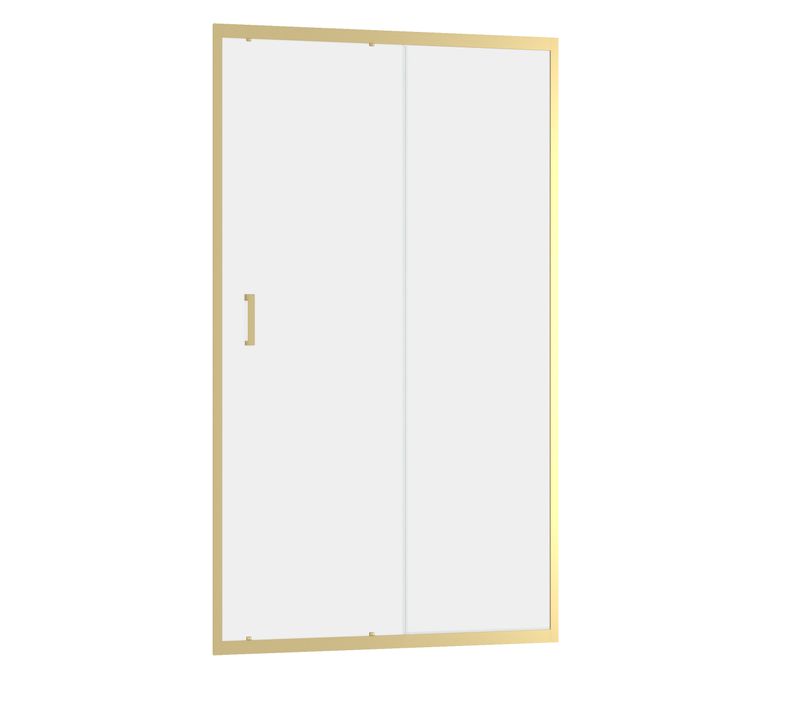 Porte De Douche Coulissante 120x200cm - Profilés Or Doré Brossé - Verre Trempé 6mm - Goldy Crush