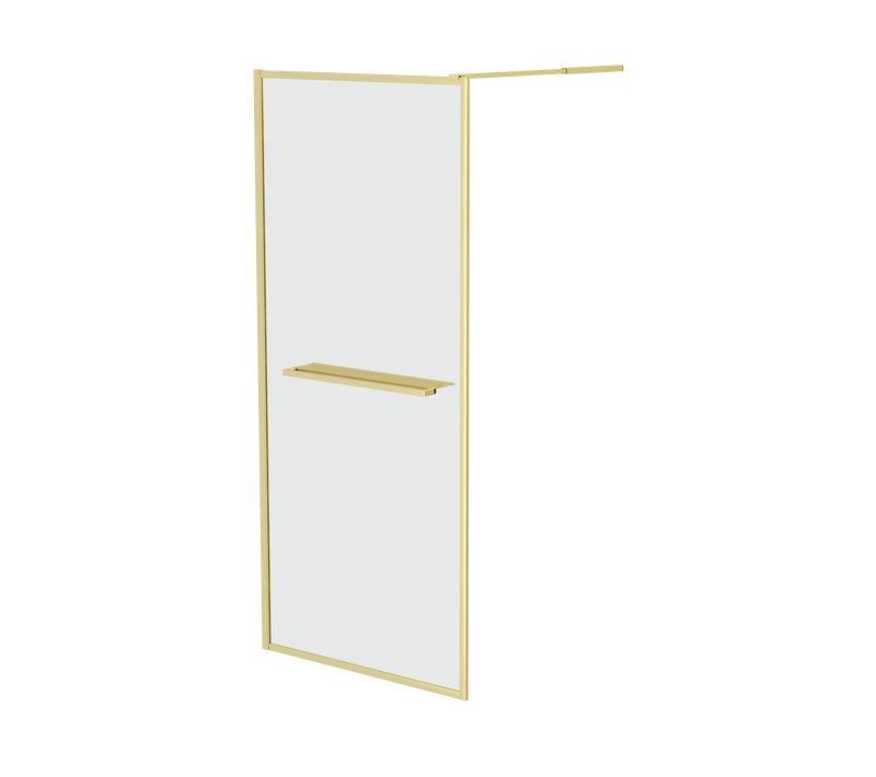 Paroi De Douche Or Doré Brossé 90x200cm - Porte-serviette Et Etagère