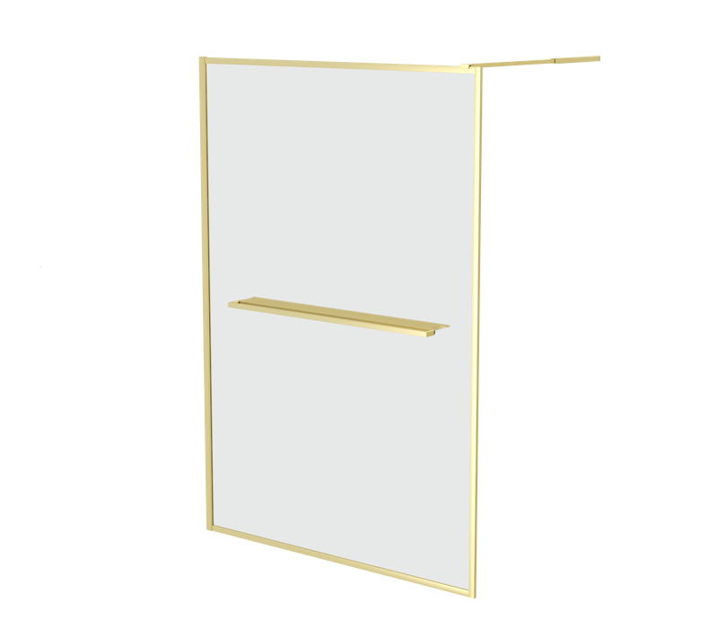 Paroi De Douche Or Doré Brossé 140x200cm - Porte-serviette Et Etagère
