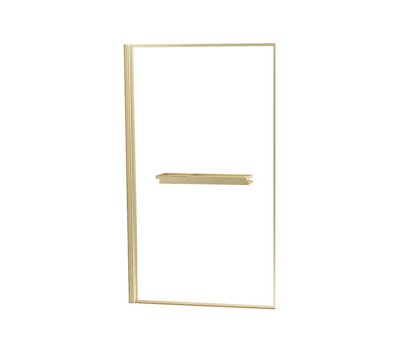 Pare Baignoire Rabattable 80x140cm En Verre Trempé - Porte-serviette Et Etagère Or Doré Brossé