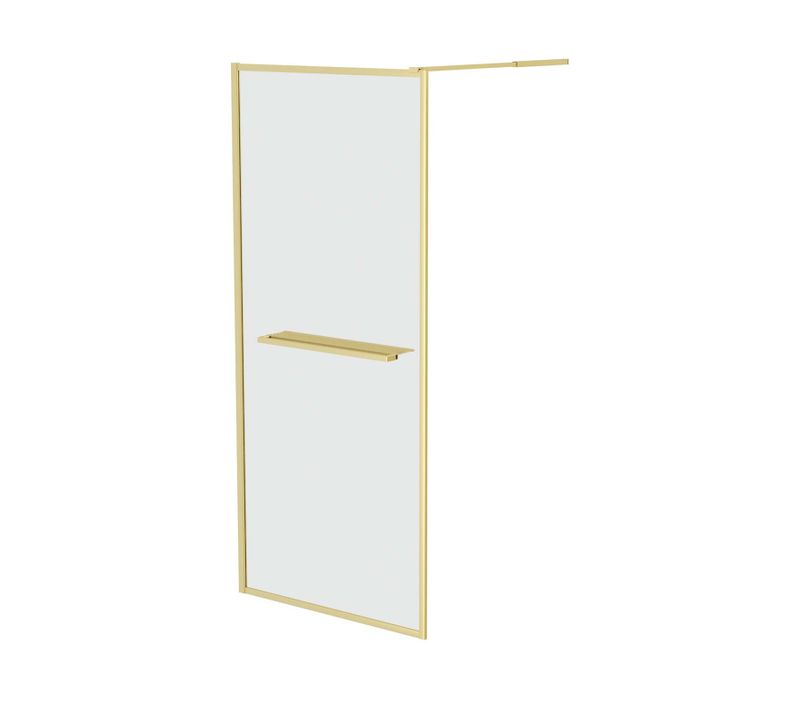 Paroi De Douche Or Doré Brossé 100x200cm - Porte-serviette Et Etagère