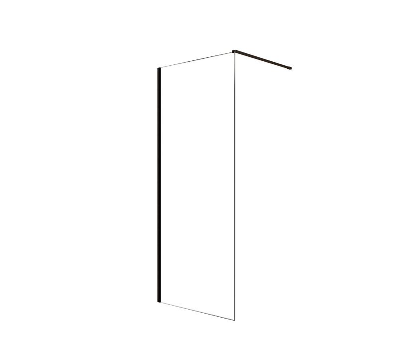 Paroi De Douche 80x200cm En Verre Trempé Transparent 8mm Anticalcaire - Profilé Noir Mat - Lina