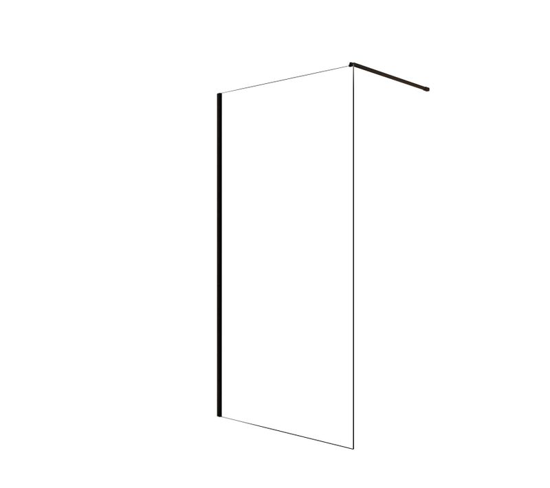 Paroi De Douche 90x200cm En Verre Trempé Transparent 8mm Anticalcaire - Profilé Noir Mat - Lina