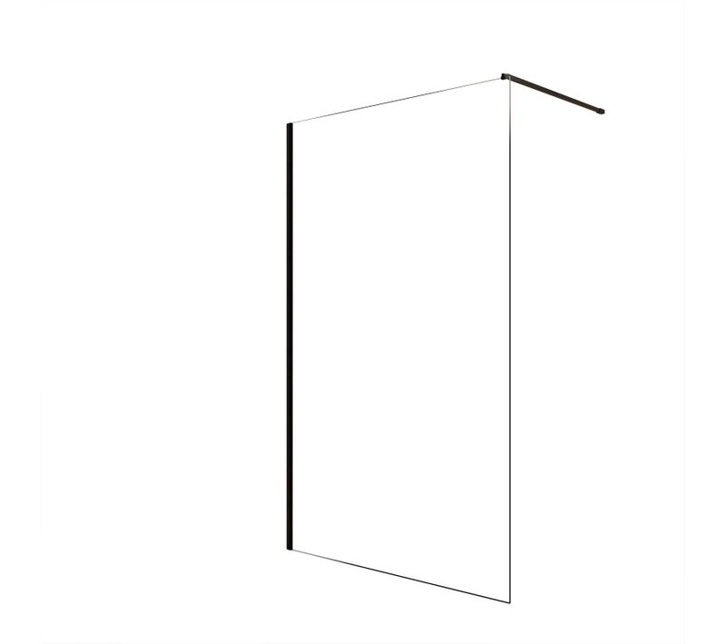 Paroi De Douche 120x200cm En Verre Trempé Transparent 8mm Anticalcaire - Profilé Noir Mat - Lina