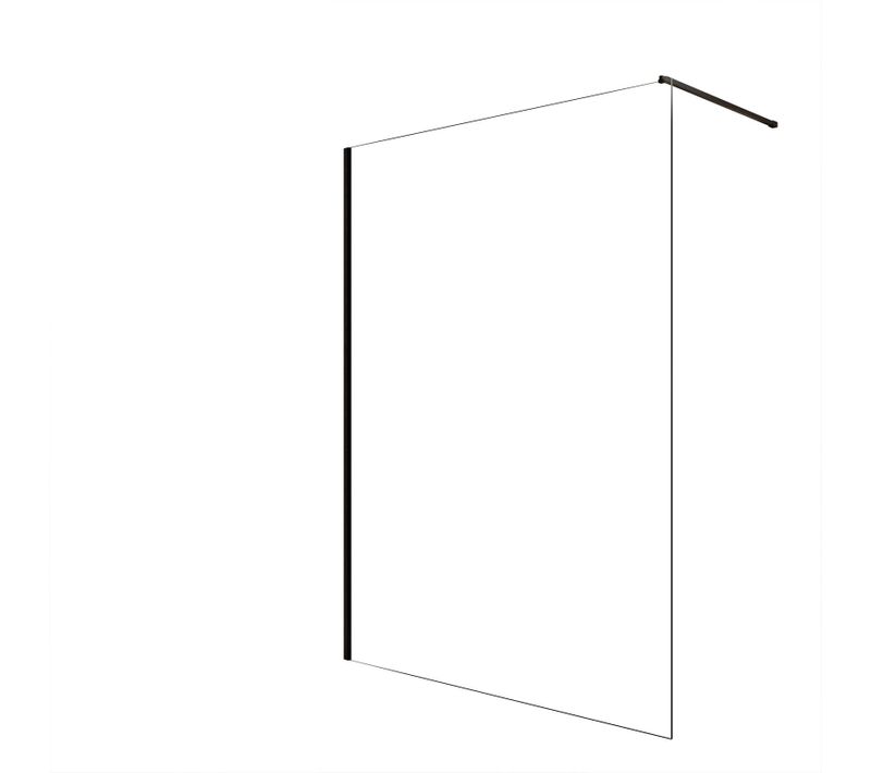 Paroi De Douche 140x200cm En Verre Trempé Transparent 8mm Anticalcaire - Profilé Noir Mat - Lina