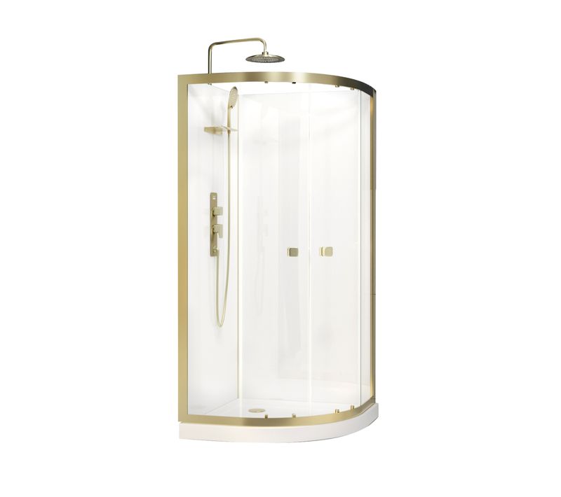 Cabine De Douche Design Doré En Aluminium - 90x90 Cm - Doré