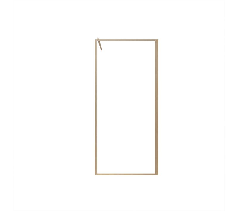 Paroi De Douche 90x200 Cm - Cadre Et Bras Aluminium Décor Bois - Wooden Contouring