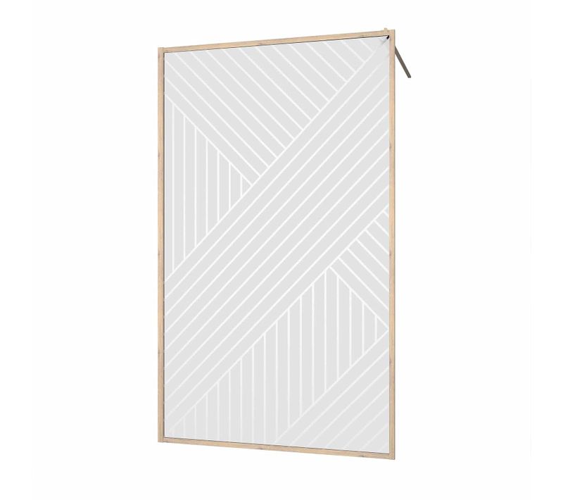 Paroi De Douche 120x200 Hinata - Style Japandi Geometrique - Cadre Effet Bois - Verre 6mm