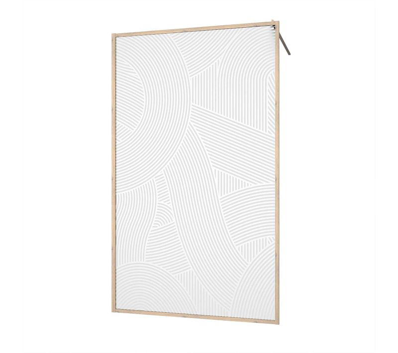 Paroi De Douche 120 X 200 Hinata Style Japandi Courbes Douces - Cadre Effet Bois - Verre 6mm
