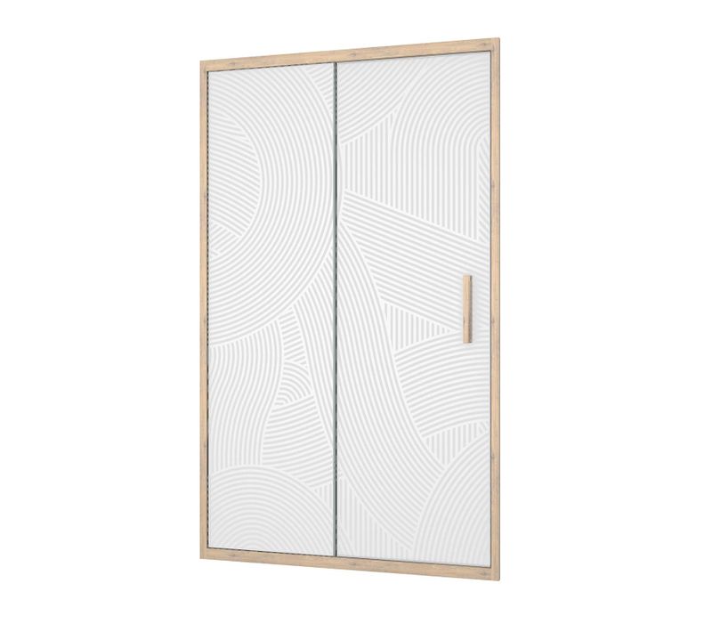 Porte De Douche 120 Coulissante Hinata - Style Japandi Courbes Douces - Cadre Effet Bois - Verre 6mm