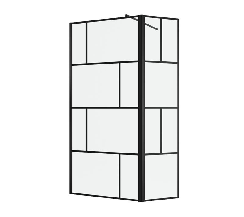 Paroi De Douche Avec Volet Pivotant 80+40x195cm - Verre 8mm Anticalcaire - Motifs Et Profilés Noir