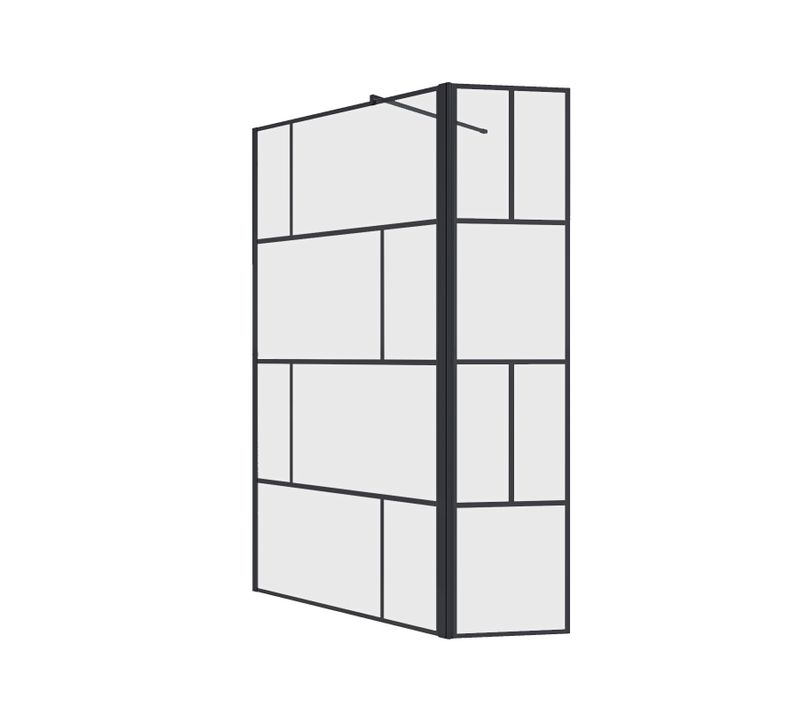 Paroi De Douche Avec Volet Pivotant 100+40x195cm - Verre 8mm Anticalcaire - Motifs Et Profilés Noir