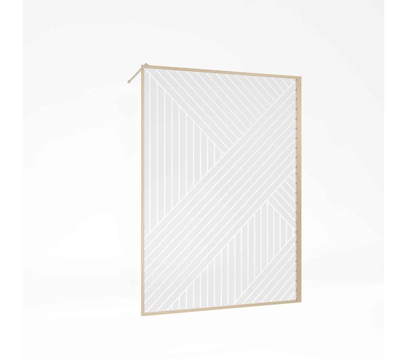 Paroi De Douche 140x200 Hinata - Style Japandi Geometrique - Cadre Effet Bois - Verre 6mm