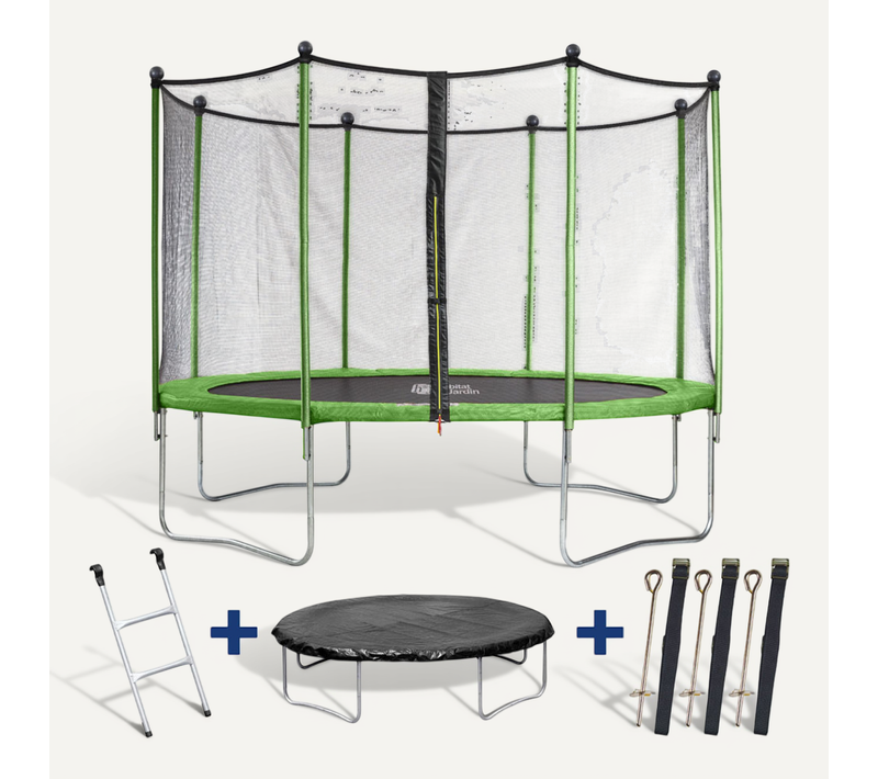 Trampoline "yoopi 2" - D. 4.25 M - Avec Filet + échelle + Couverture + Kit D'ancrage