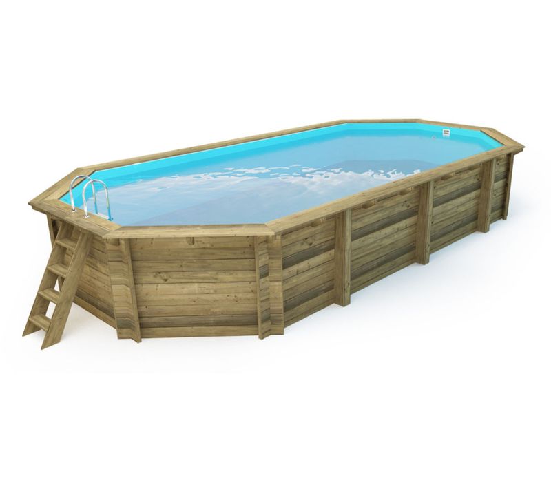 Piscine Bois " Palma 130 " - 7.57 X 4.07 X 1.31 M +  Bâche à Bulles 180 Μ + Bâche Hiver 280 Gr/m²
