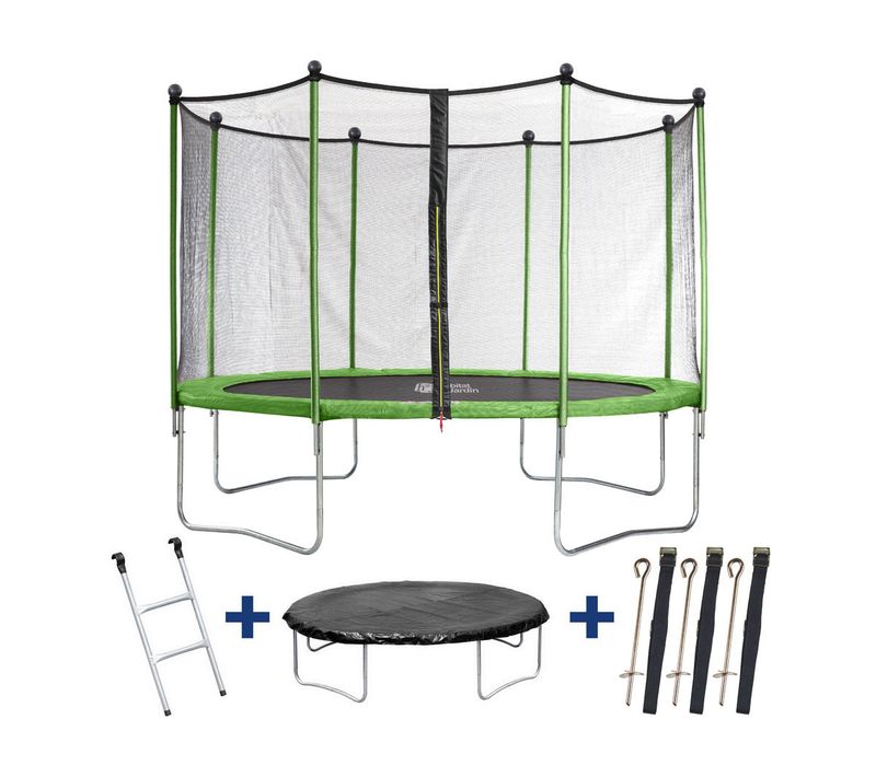 Trampoline "yoopi" - D. 4.25 M - Avec Filet + Echelle + Couverture + Kit D'ancrage