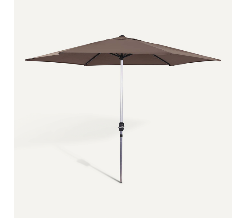 Parasol Jardin Droit Alu "sol" - Rond - D. 3m - Taupe