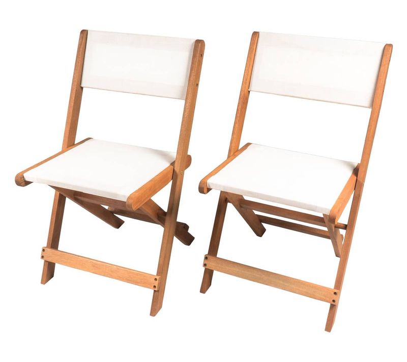 Lot De 2 Chaises Pliantes En Bois Exotique "seoul" - Maple - Beige