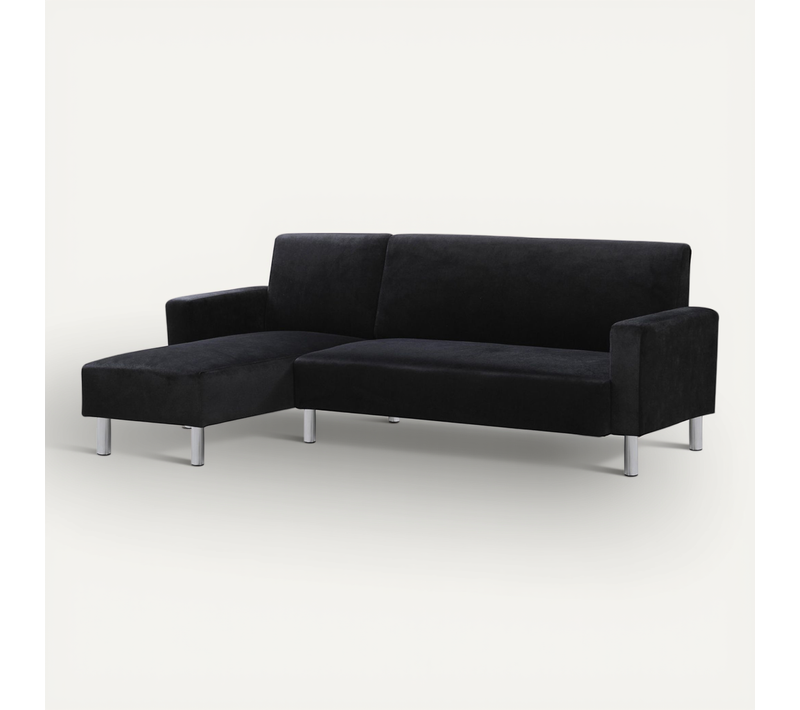 Canapé D'angle Tissu Réversible "rio" - 4 Places - Gris Anthracite