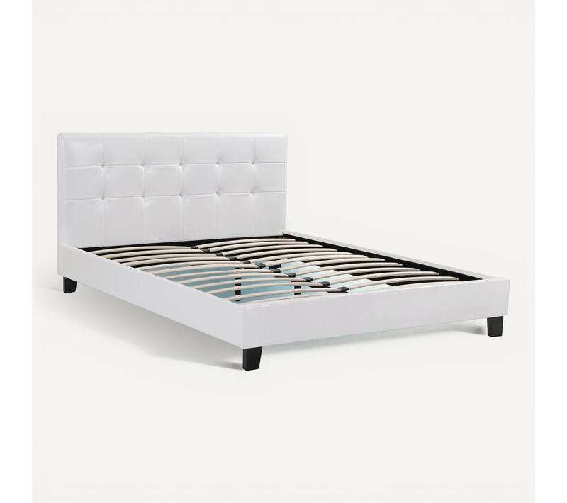 Lit Double En Pvc "julia" - 160 X 200 Cm - Blanc