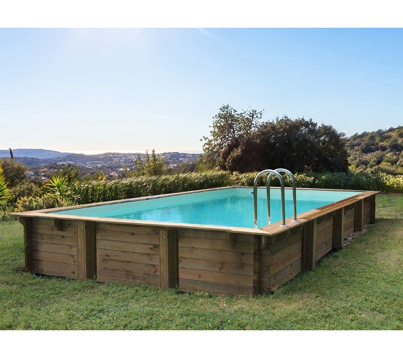 Piscine Bois En Kit Rectangle " Tampa 145 " - 7.20 X 4.20 X 1.44 M