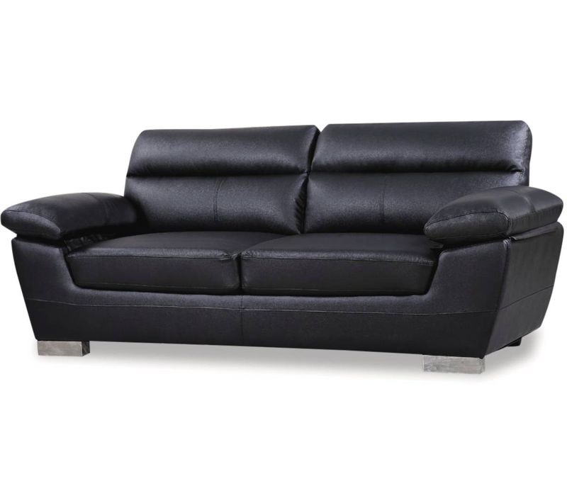 Canapé Fixe En Cuir Reconstitué Et Pvc "dallas" - 210 X 88 X 90 Cm - 3 Places - Noir