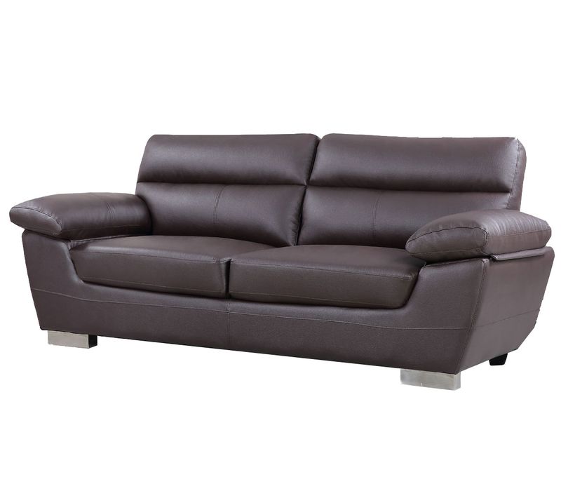 Canapé Fixe en Cuir Reconstitué et Pvc "Dallas" - 210 x 88 x 90 cm - 3 Places - Chocolat
