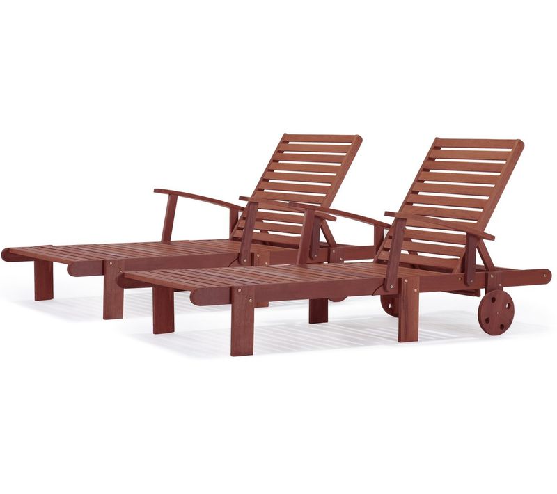 Lot De 2 Bains De Soleil Pliant En Bois Exotique "tokyo" - Mahogany - Marron Acajou