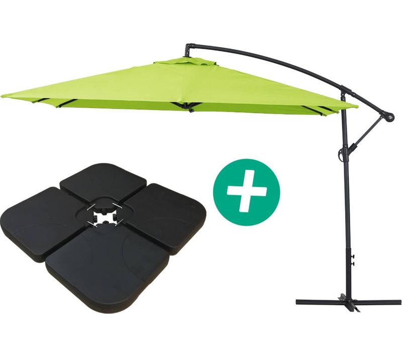 Parasol Jardin Déporté Alu "ilios 3" - Carré - 3 X 3 M - Vert - Dalles Incluses