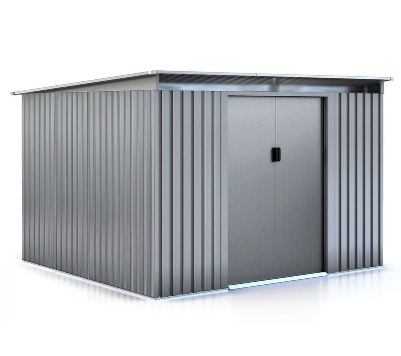 Abri De Jardin Métal Toit Plat "texas" - 6,29 M² - Gris