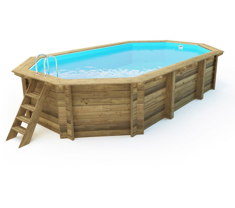 Piscine Bois " Sao Paulo " - 6.57 X 4.07 X 1.20 M - Bâche à Bulles 180 Μ - Bâche Hiver 280 G/m² -