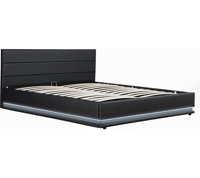 Lit LED Avec Coffre "anastasia" - 140 X 190 Cm - Noir