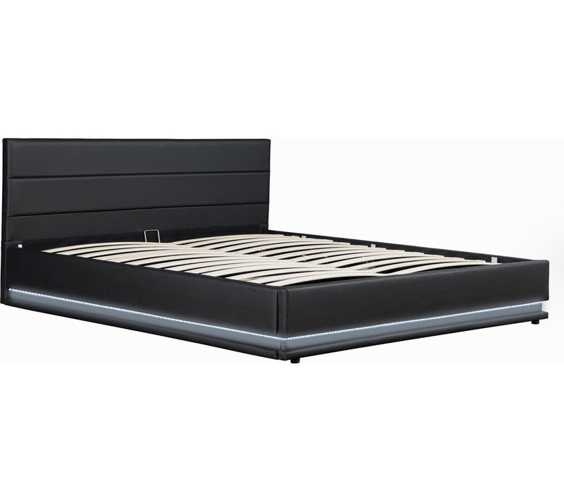 Lit LED Avec Coffre "anastasia" - 160 X 200 Cm - Noir